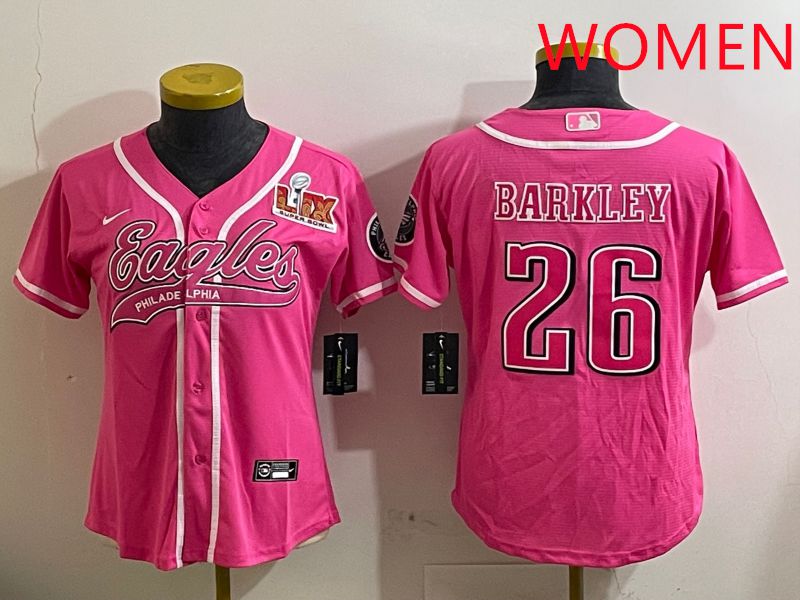 Women Philadelphia Eagles #26 Barkley Pink Jointly Name 2025 Nike Limited NFL Jersey style 2